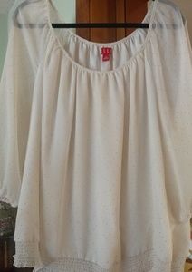 Cream & Gold Polka Dot Blouse Elle sz 1X